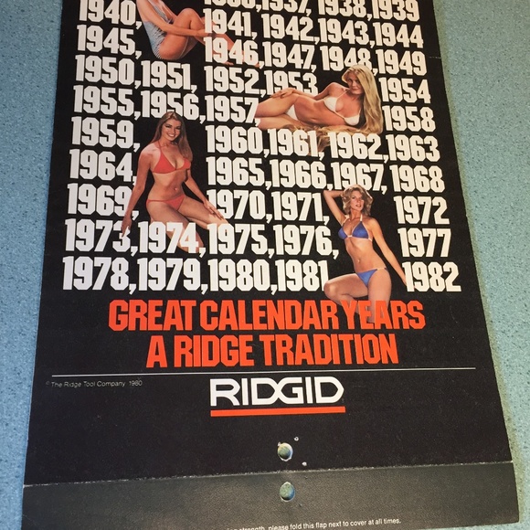 VINTAGE RIDGID TOOLS 9 -2 YEAR PIN-UP CALENDARS 1979-1998 INC RAQUEL WELCH REDO - Picture 3 of 17